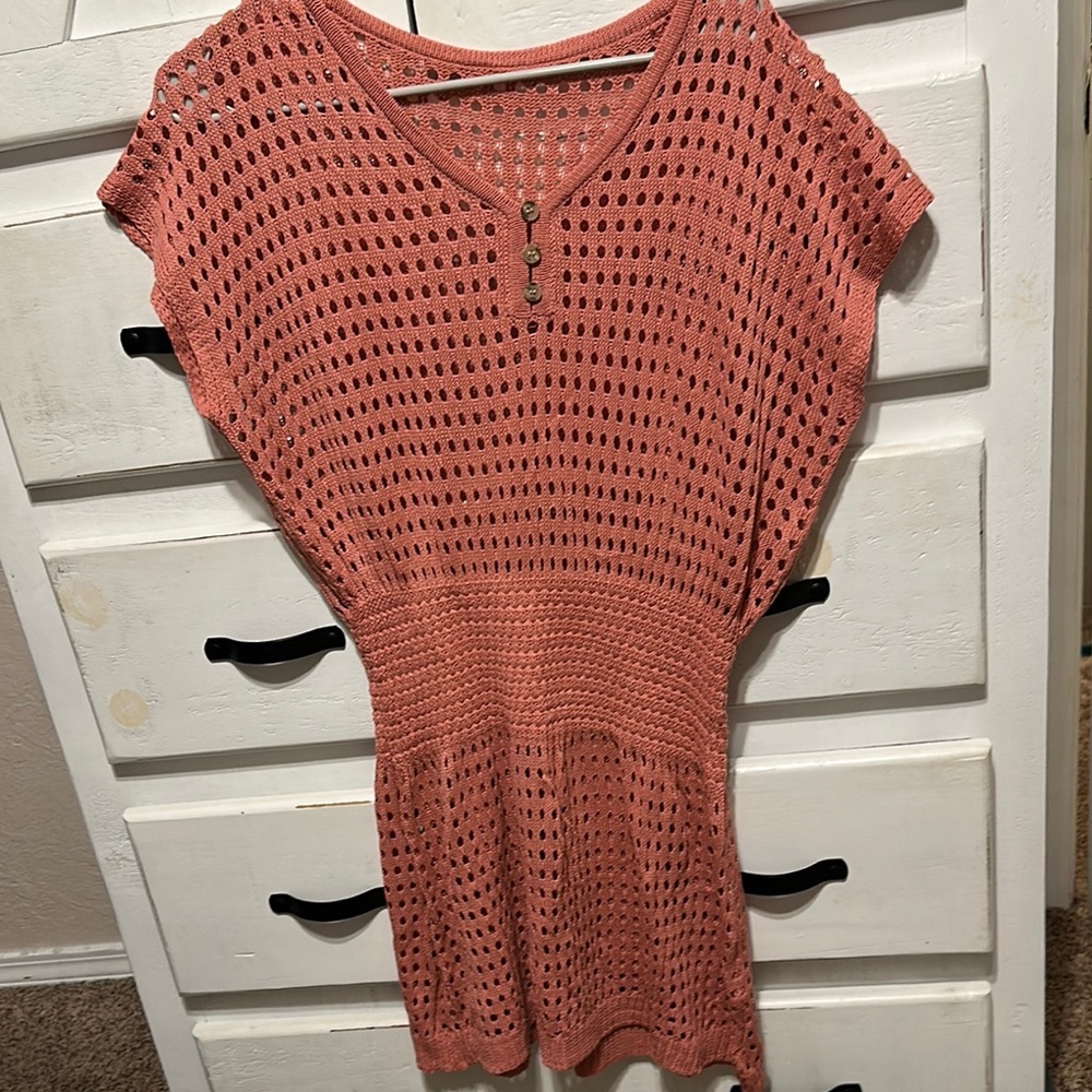 CUPSHE Pink Knit Cover-Up with Button Detail